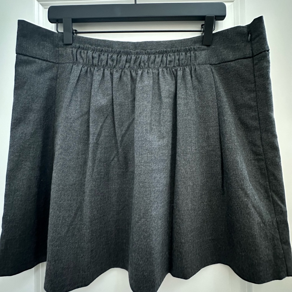 J.Crew charcoal gray wool mini flip skirt.